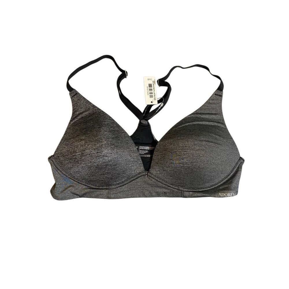 NWT Adore me Helynn contour, racerback, gray wireless bra, 34 b